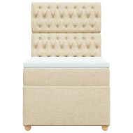 Боксспринг легло с матрак, кремаво, 100x200 см, плат