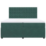 Боксспринг легло с матрак, тъмнозелено, 200x200 см, кадифе