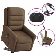 Електрически изправящ масажен реклайнер стол кафяв текстил