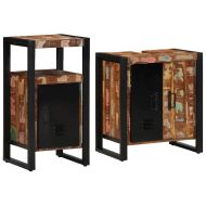 Комплект мебели за баня с рафт 2 pcs Солидно възстановено дърво