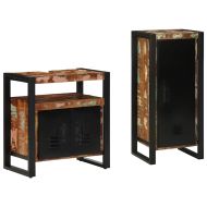 Комплект мебели за баня с рафт 2 pcs Солидно възстановено дърво