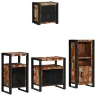 Комплект мебели за баня с рафт 4 pcs Солидно възстановено дърво