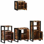 Комплект мебели за баня с рафт 4 pcs Солидно възстановено дърво
