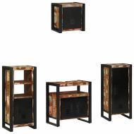 Комплект мебели за баня с рафт 4 pcs Солидно възстановено дърво