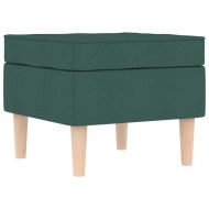 Фотьойл с табуретка за крака, тъмнозелен, текстил