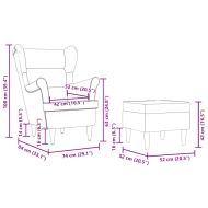 Фотьойл с табуретка за крака, тъмнозелен, текстил