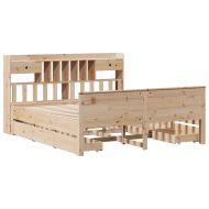 Легло с етажерка за книги, без матрак, 180x200 см, бор масив