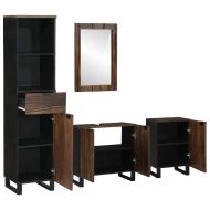 Комплект мебели за баня с чекмедже 4 pcs Бяло Инженерно дърво