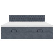 Османска легло с матраци, тъмносиво, 160x200 см, кадифе