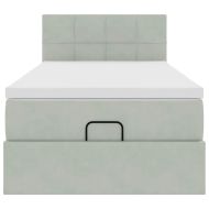 Османска легло с матрак и LED, светлосиво, 100x200 см, кадифе