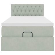 Османска легло с матрак и LED, светлосиво, 80x200 см, кадифе