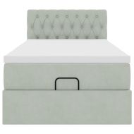 Османска легло с матрак и LED, светлосиво, 100x200 см, кадифе