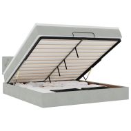 Османска легло с матрак и LED, светлосиво, 160x200 см, кадифе