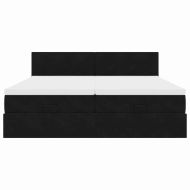 Османска легло с матраци и LED, черно, 160x200 см, кадифе