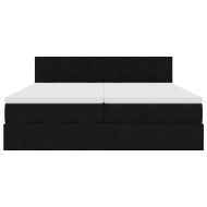 Османска легло с матраци и LED, черно, 160x200 см, кадифе