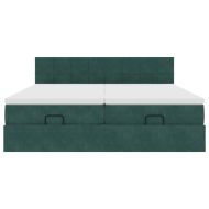 Османска легло с матраци и LED, тъмнозелено, 180x200 см, кадифе