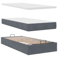 Османска легло с матраци, тъмносиво, 80x200 см, кадифе