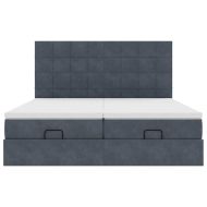 Османска легло с матраци, тъмносиво, 160x200 см, кадифе