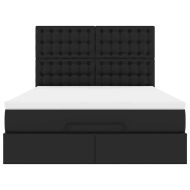 Османска легло с матрак&LED, черно, 140x200 см, изкуствена кожа