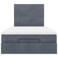 Османска легло с матраци и LED, тъмносиво, 120x190 см, кадифе