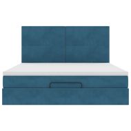 Османска легло с матраци и LED, тъмносиньо, 180x200 см, кадифе