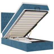 Османска легло с матраци и LED, тъмносиньо, 100x200 см, кадифе