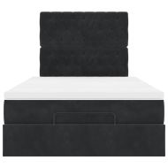 Османска легло с матраци и LED, черно, 120x200 см, кадифе