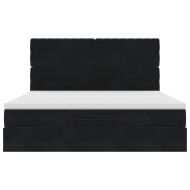 Османска легло с матраци и LED, черно, 160x200 см, кадифе