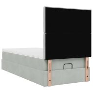 Османска легло с матраци и LED, светлосиво, 80x200 см, кадифе