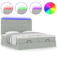 Османска легло с матраци и LED, светлосиво, 160x200 см, кадифе
