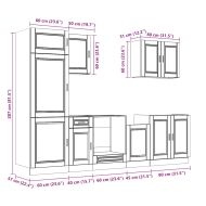 Комплект кухненски шкафове, 7 части, "Porto", сив, инженерно дърво сонома