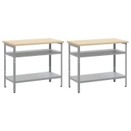 Комплект работна маса 2 pcs Бежово и сиво 200 x 55 x 85 см
