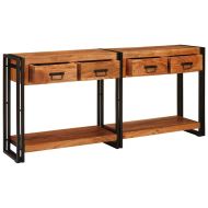 Конзолни маси с чекмедже 2 pcs Кафяво Солидно акациево дърво