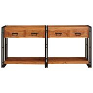 Конзолни маси с чекмедже 2 pcs Кафяво Солидно акациево дърво