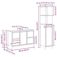 Комплект мебели за баня 2 pcs Димящ дъб и черно Инженерно дърво