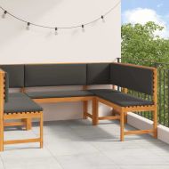 Комплект градинска пейка 5 pcs Кафяво Солидно акациево дърво