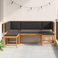 Комплект градинска пейка 3 pcs Кафяво Солидно акациево дърво