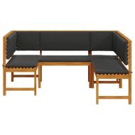 Комплект градинска пейка 3 pcs Кафяво Солидно акациево дърво