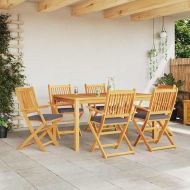 Сгъваем стол с възглавница 6 pcs Сив 49 x 57.5 x 92см