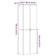 Офис шкаф с рафт Черния дъб 60 x 32 x 190 cm Инженерно дърво