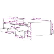 Рамка за легло Черния дъб 193 x 93 x 50 см Инженерно дърво