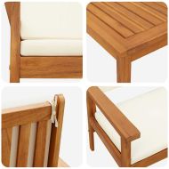 Градински Софа Комплект 5 pcs Кафяво Солидно акациево дърво