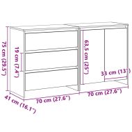 Служебен шкаф 2 pcs Черно 70 x 41 x 75 см Инженерно дърво