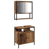 Комплект мебели за баня с рафт 2 pcs Кафяво Инженерно дърво