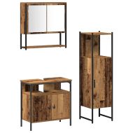 Комплект мебели за баня с рафт 3 pcs Кафяво Инженерно дърво