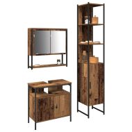 Комплект мебели за баня 3 pcs Старо дърво Инженерно дърво