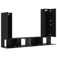 Комплект ТВ шкаф 4 pcs Черния дъб Инженерно дърво