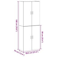 Стенно шкафче 2 pcs Черния дъб 69,5 x 34 x 90 см