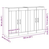 Стенно монтиран шкаф 2 pcs Старо дърво 69,5 x 34 x 90 см