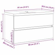 Шкаф за мивка в баня Черния дъб 80 х 39 х 62 см Инженерно дърво